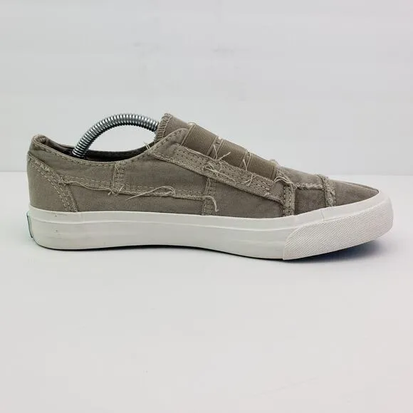 Blowfish Malibu Marley Womens Sz 8 Khaki Green Canvas Distress Low Sneaker Shoes