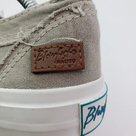 Blowfish Malibu Marley Womens Sz 8 Khaki Green Canvas Distress Low Sneaker Shoes