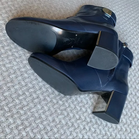 Blue Leather Ankle Boots