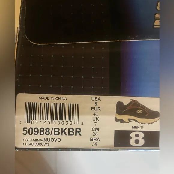 BNIB Skechers Stamina Men’s Black and Brown Sneaker Shoes size 8