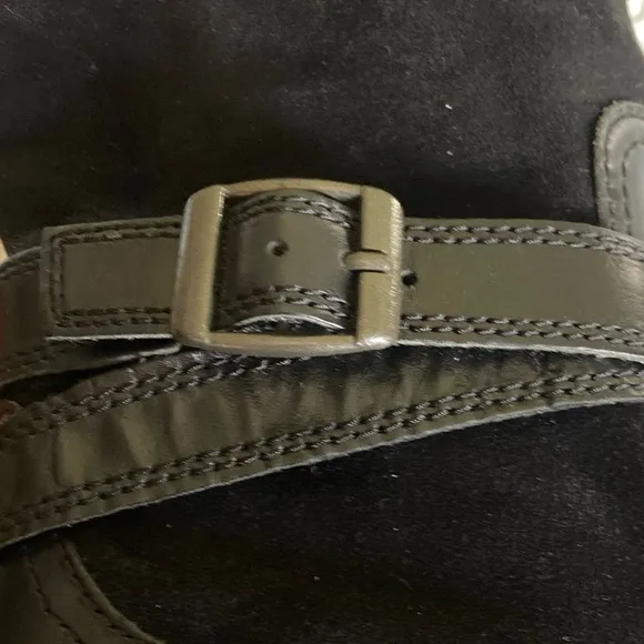 BOC Black Leather Suede Tall Riding Boots Moto Buckles Womens 9/40.5