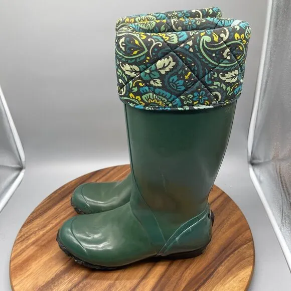BOGS Alex Boots Womens Size 8 Green Capped Rubber Tall Rain