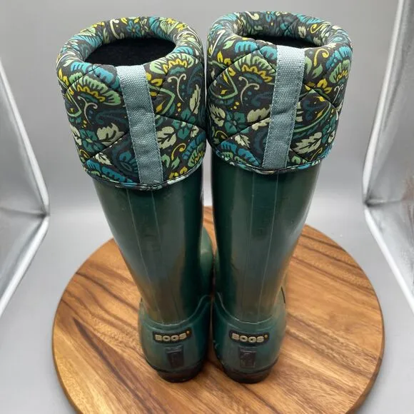 BOGS Alex Boots Womens Size 8 Green Capped Rubber Tall Rain