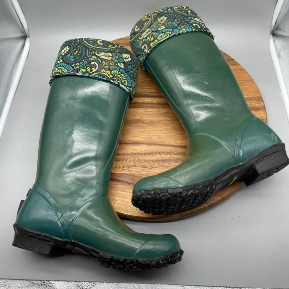 BOGS Alex Boots Womens Size 8 Green Capped Rubber Tall Rain