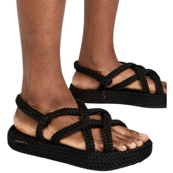 BOHONOMAD NIB Bodrum Platform Rope Sandal in Black Size 40
