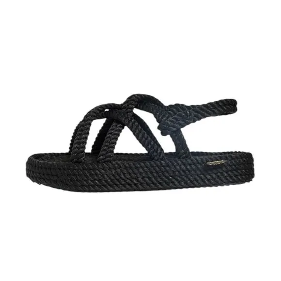 BOHONOMAD NIB Bodrum Platform Rope Sandal in Black Size 40
