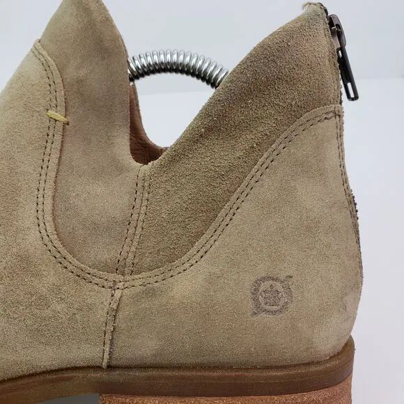 Born Arula Womens Size 9 Beige Suede Zip Ankle Booties Boot Shoes F76602