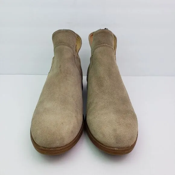 Born Arula Womens Size 9 Beige Suede Zip Ankle Booties Boot Shoes F76602