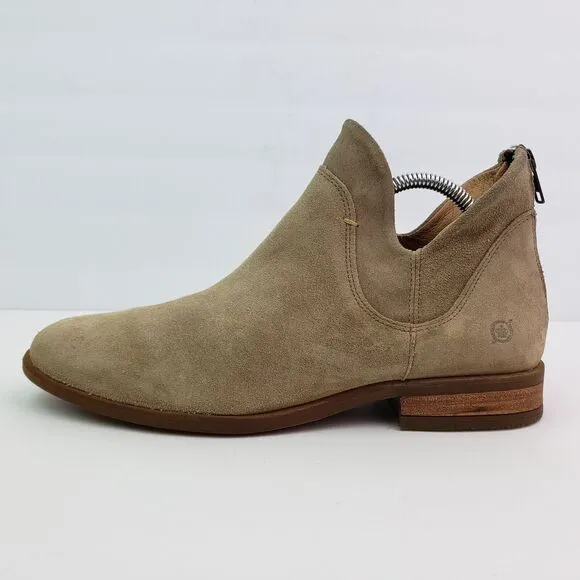 Born Arula Womens Size 9 Beige Suede Zip Ankle Booties Boot Shoes F76602