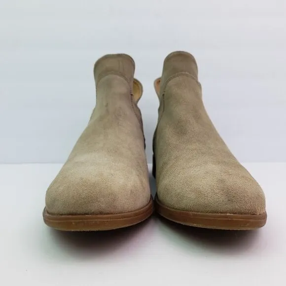 Born Arula Womens Size 9 Beige Suede Zip Ankle Booties Boot Shoes F76602