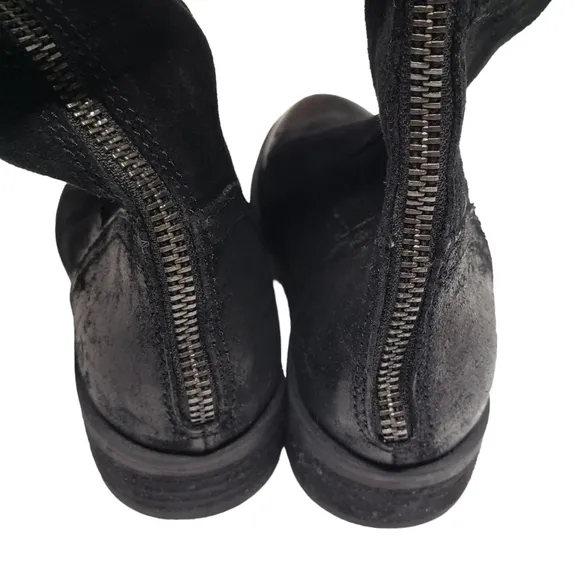 Born | Borman Black Distressed Genuine Leather Over The Knee Boots Women's 6