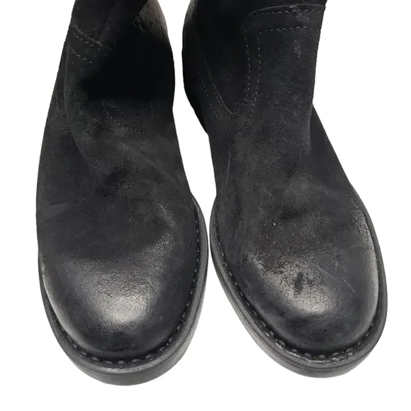 Born | Borman Black Distressed Genuine Leather Over The Knee Boots Women's 6