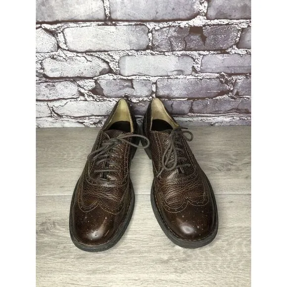 Born Brown Leather Brogue Wingtip Oxfords Lace Casual Shoes Men’s Sz 10M US/44EU
