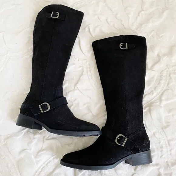 Born Chesire Black Suede TallBoots 6.5 New $225