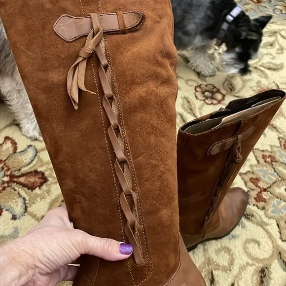 Born Cook Brown Suede/Leather Solid Knee-High Riding Boots Woman’s Size 7.5