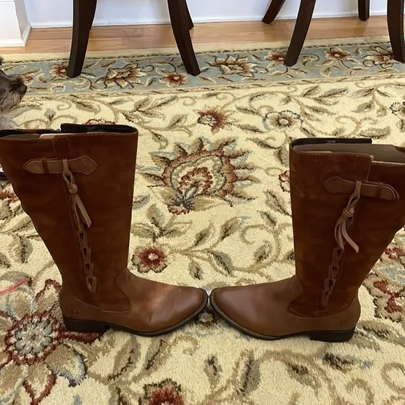 Born Cook Brown Suede/Leather Solid Knee-High Riding Boots Woman’s Size 7.5