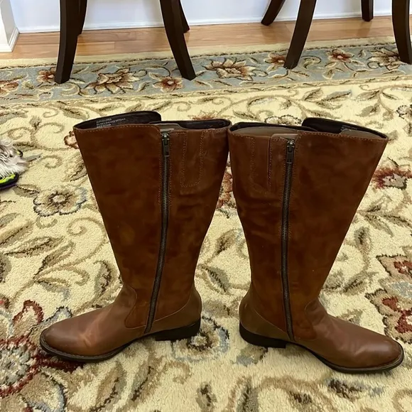 Born Cook Brown Suede/Leather Solid Knee-High Riding Boots Woman’s Size 7.5