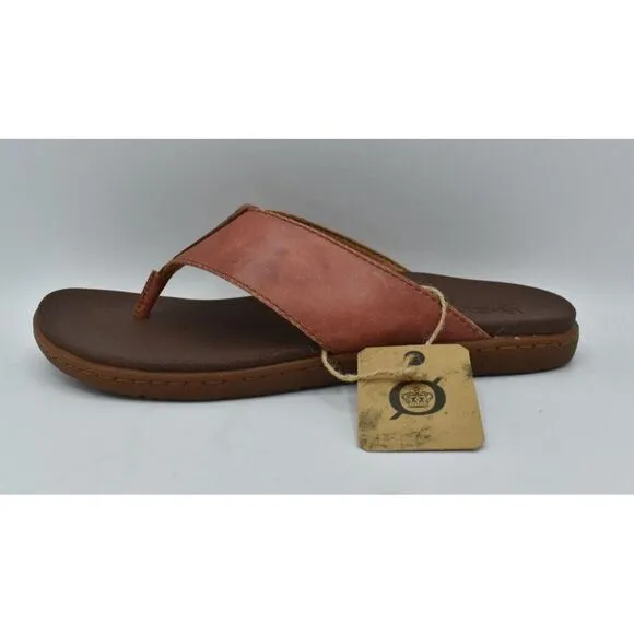 Born Mens Size 14 Gavin Red Orange Full Grain Leather Thong Flip Flops Shoes