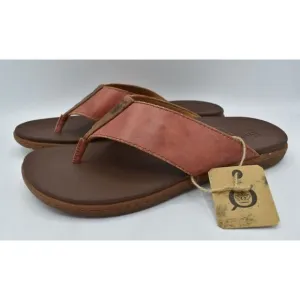 Born Mens Size 14 Gavin Red Orange Full Grain Leather Thong Flip Flops Shoes