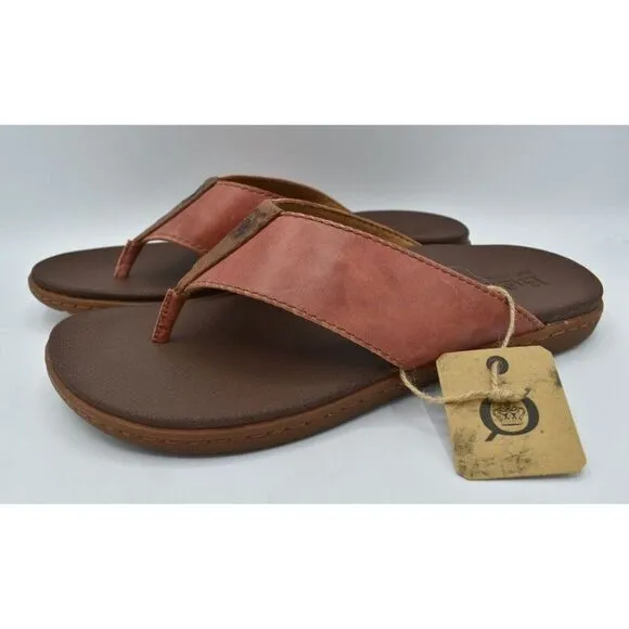 Born Mens Size 14 Gavin Red Orange Full Grain Leather Thong Flip Flops Shoes