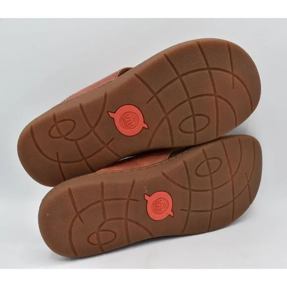Born Mens Size 14 Gavin Red Orange Full Grain Leather Thong Flip Flops Shoes