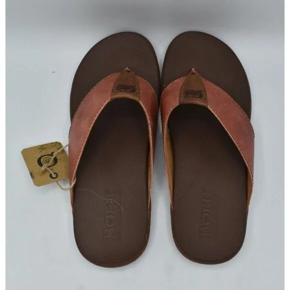 Born Mens Size 14 Gavin Red Orange Full Grain Leather Thong Flip Flops Shoes