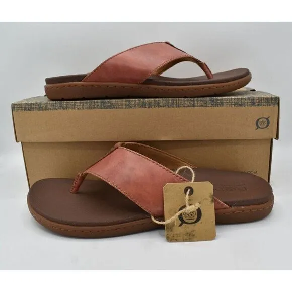 Born Mens Size 14 Gavin Red Orange Full Grain Leather Thong Flip Flops Shoes