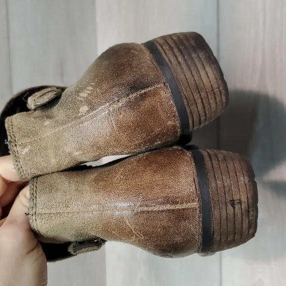 Born Women Ankle Distressed Leather Moto Boots shoes sz 10M