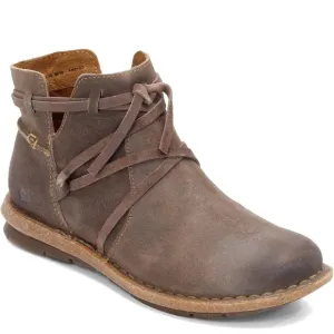 Born Women's Brown Tarkiln Suede Ankle Boots Size 9 US Zip Leather Wrap Laces