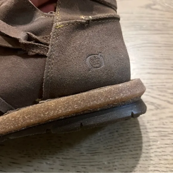 Born Women's Brown Tarkiln Suede Ankle Boots Size 9 US Zip Leather Wrap Laces