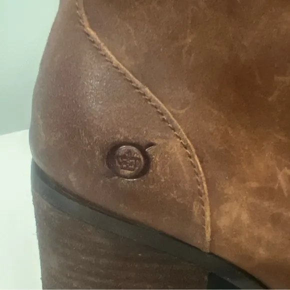 Born Womens Cass Block Heel Size 9M Rust Brown Tobacco Suede Boots