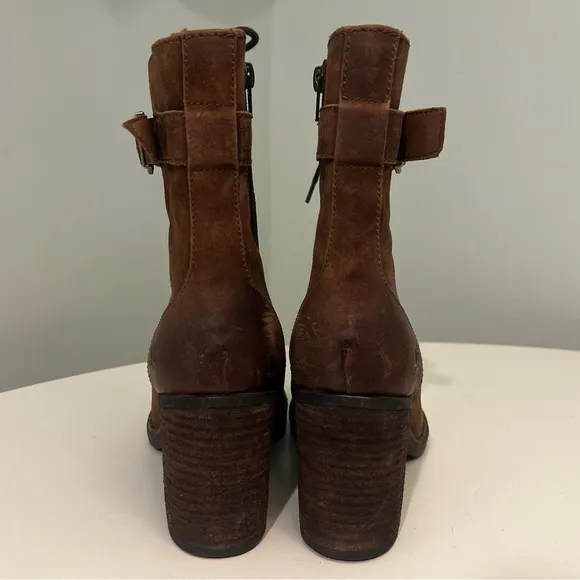 Born Womens Cass Block Heel Size 9M Rust Brown Tobacco Suede Boots