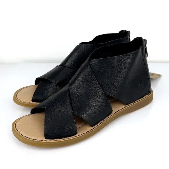 Born Women's Imani Open Toe Leather Sandals Black Size 6