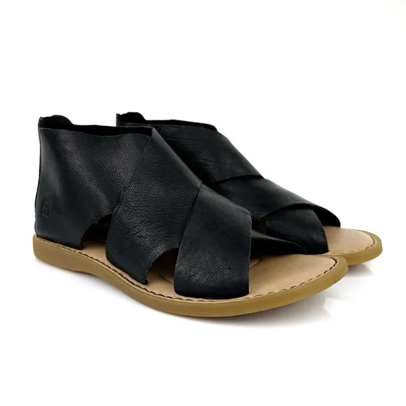 Born Women's Imani Open Toe Leather Sandals Black Size 6