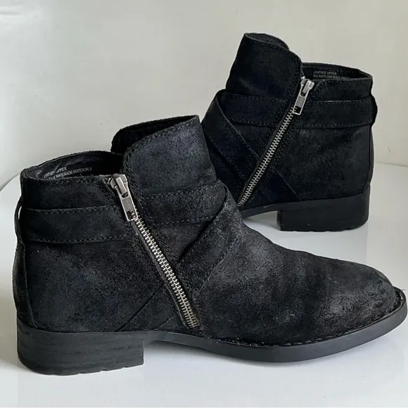 Born Womens Trinculo Black Distressed Leather Ankle Boots Size 9 M