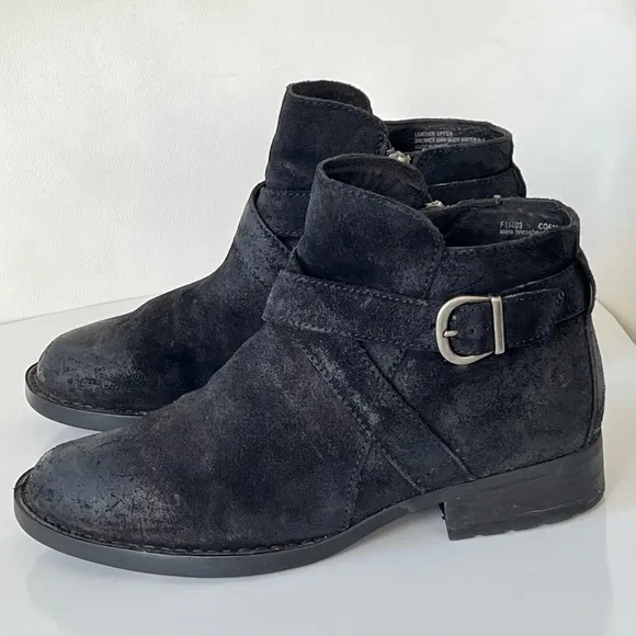 Born Womens Trinculo Black Distressed Leather Ankle Boots Size 9 M
