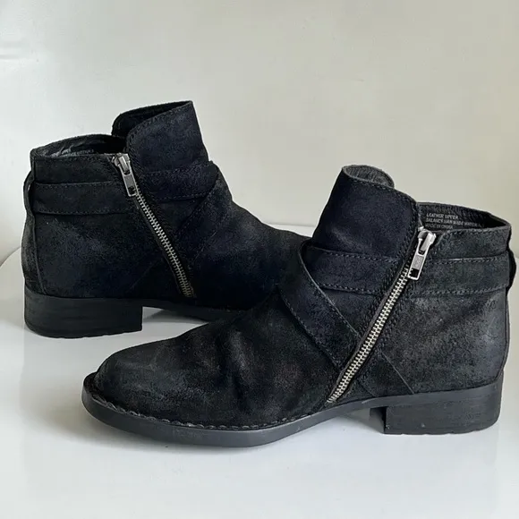Born Womens Trinculo Black Distressed Leather Ankle Boots Size 9 M