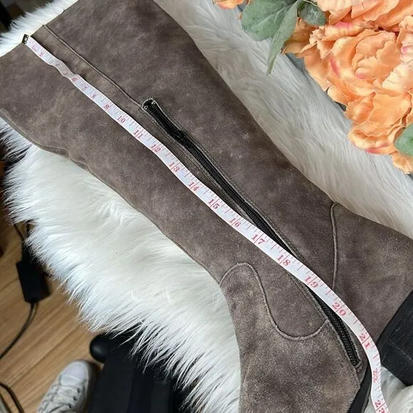 Born Womens Borda Grey Suede OTK Boots Size 10