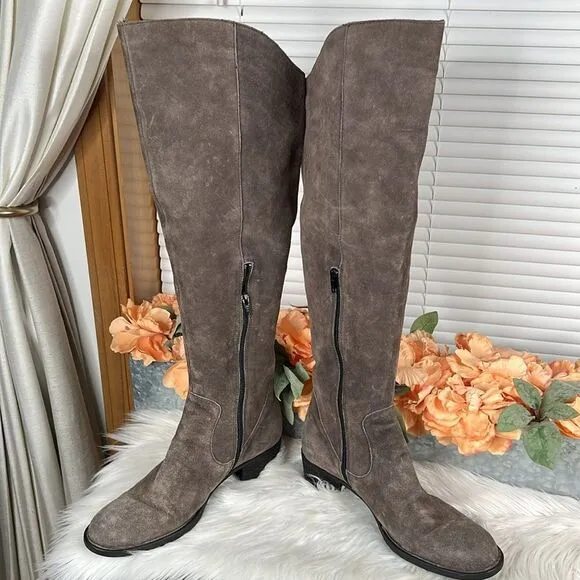 Born Womens Borda Grey Suede OTK Boots Size 10