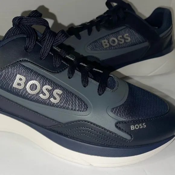 Boss Blue and White Sneakers with Modern Design new