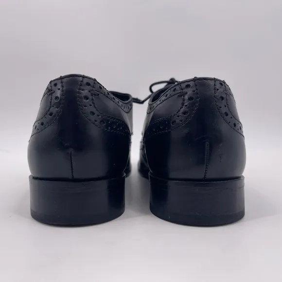 Bostonian Sz 10.5 Black ALITO Wingtip Leather Dress Shoes Square Toe #28175 Mens