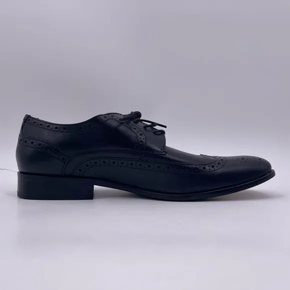 Bostonian Sz 10.5 Black ALITO Wingtip Leather Dress Shoes Square Toe #28175 Mens