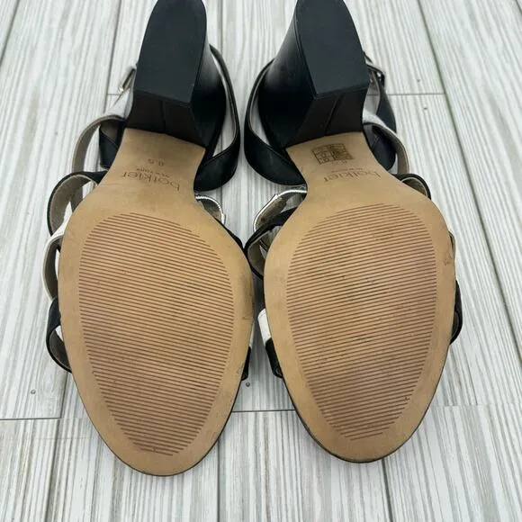 Botkier Sera colorblock caged block heel ankle strap dress sandals black 8.5