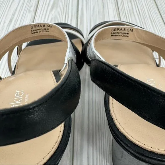 Botkier Sera colorblock caged block heel ankle strap dress sandals black 8.5
