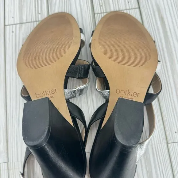 Botkier Sera colorblock caged block heel ankle strap dress sandals black 8.5