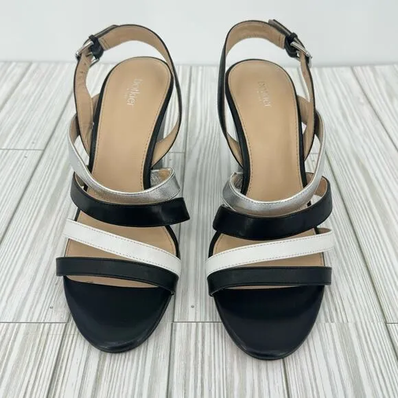 Botkier Sera colorblock caged block heel ankle strap dress sandals black 8.5