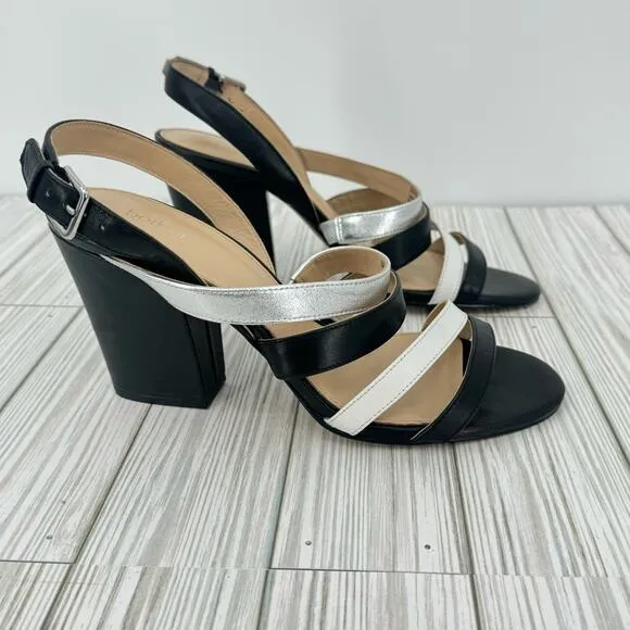 Botkier Sera colorblock caged block heel ankle strap dress sandals black 8.5
