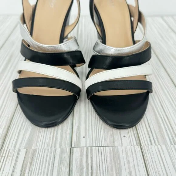 Botkier Sera colorblock caged block heel ankle strap dress sandals black 8.5