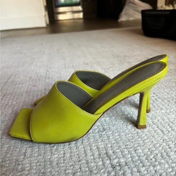 BOTTEGA VENETA GREEN KIWI STRETCH HEELED SANDALS 39