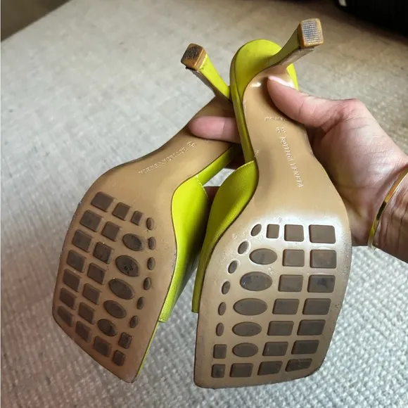 BOTTEGA VENETA GREEN KIWI STRETCH HEELED SANDALS 39
